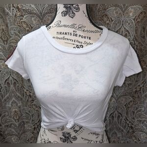 love J White Fitted T-Shirt with Tie Front